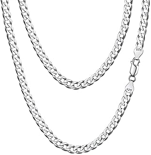 FindChic Cuban Link Chain for Men Italy 925 Sterling Silver Chain Curb Chains