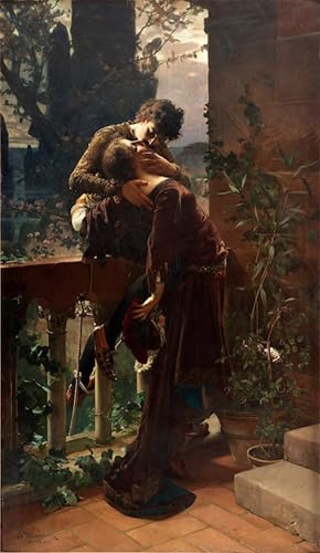 Cuadro pintura al óleo de Romeo y Julieta: lienzo decorativo Julius Kronberg 60x90cm