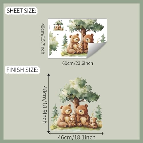 Vinilo decorativo adhesivo de oso para pared, impermeable miniatura 2