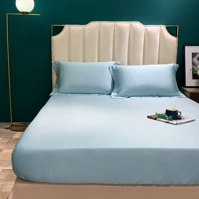 Fitted Sheet Natural Mulberry Silk BedSheet Solid Color Real Silk Mattress Cover Single Double King Size Elastic Band Sheet