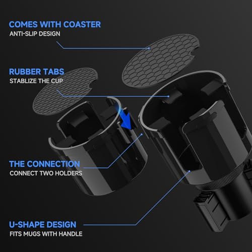 DYLEN Car Cup Holder Expander, 2 in 1 Cup Holder Adapter Extender for Car with Expandable Insert, Fits Yeti, Hydroflask and Other Large Water Bottles & Mugs in 2.2"-4.6" (10-46oz) - Image 3