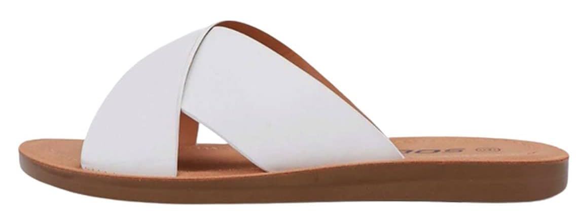 Soda Shoes Women Sandals Crisscross Band Strap Casual Slides