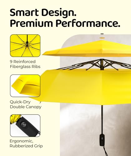 Image of Repel Windproof Travel Umbrella - Compact & Withstands Winds up to 100MPH , Strongest Premium Auto Folding Umbrella for Rain and Sun - Durable, Light & Portable for Women & Men , Fits Backpack & Cars