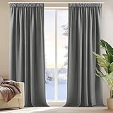 Deconovo Cortinas Salon 245 Alto para Riel con Ganchos Cortinas Térmicas Aislantes Frio y Calor para Cortinas Dormiotorio Cortinas Opacas para Carril con Ganchos 140x245 cm Gris Claro 2 Piezas