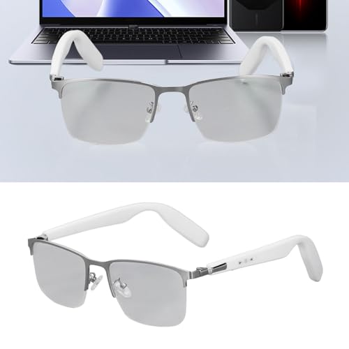 Gugxiom Lunettes Intelligentes Hommes Femmes, Lunettes Intelligentes Audio Bluetooth, Lunettes Bluetooth Anti-lumière Bleue pour Femmes et Hommes, Son d'oreille Ouverte avec Micro et