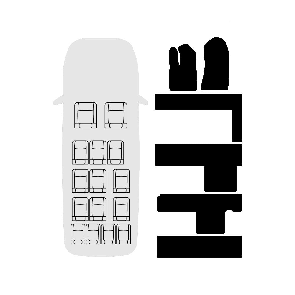 15 Passenger Ford Transit Carpet Floor Mats Custom Fit Years: 2015, 2016, 2017, 2018, 2019, 2020, 2021, 2022 (Black)