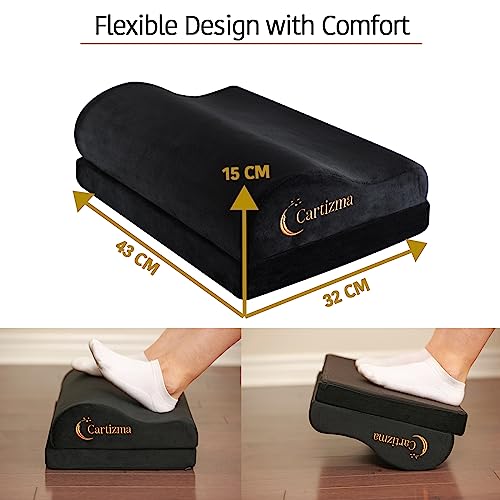 Cartizma Ergonomic Foot Rest for Under Desk at Work - Wavy Shaped for Heel Support, Memory Foam, Anti-Slip, Washable Cover - Office & Gaming Footrest, Back & Leg Pain Relief, Desk Foot Stool (black) - Image 4