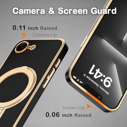 Amzfield Magnetic for iPhone 16e/17e Cute Black Phone Case with Stand by Amzfield - Used condition - Image 3