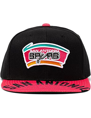 Mitchell & Ness San Antonio Spurs Retro SNAP Shot Snapback NBA Adjustable Hat - Black/Pink/Teal