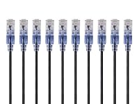 Monoprice Cat6A Ethernet-Patchkabel, Knickschutz, RJ45, 550 MHz, 10 G, UTP, reiner blanker Kupferdraht, 30 AWG, 10 Stück, 30 mm, Blau, SlimRun Serie – Ansicht 2