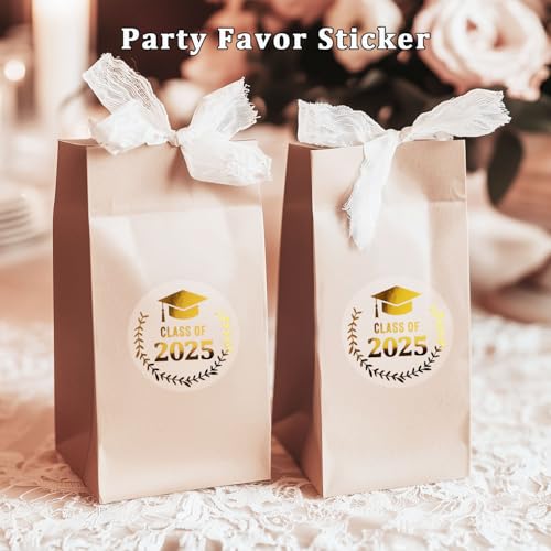 100 x Graduation Stickers, Class of 2025, Congratulations Graduates, Gold Foil Stickers, Foil Metallic Seal, Graduation Stickers, Graduation Labels, Graduation Party (Class of 2025 - Gold Foil)