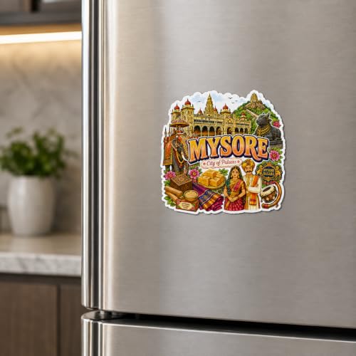Image of Zesta Wooden Fridge Magnets Set | Refrigerator Decor Magnets for Kitchen | India Souvenir Fridge Magnet Collection | Wooden Magnet for Fridge Door Decoration (Mysore)