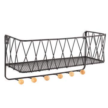 GGICO Metal Iron Wall Mount Shelf Bookshelf Storage Rack Organization for Kitchen Bedroom Home Decor Kid Room DIY Wall Decorations Plants Holder - Black