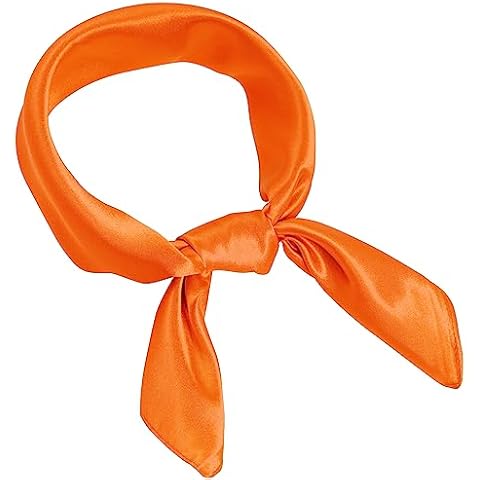 Pistha Chiffon Scarf Square Ribbon Neck Scarf Satin Scarf Handkerchief for Halloween Retro Women Girls Costume Accessory (Orange, 23.6 * 23.6 inch) Cover