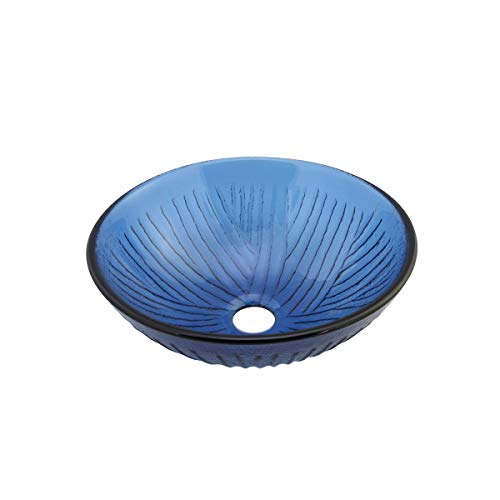 Renovators Supply Manufacturing Blue Bathroom Sink 12 In. Tempered Glass Small Round Mini Countertop Vessel Sink With Sink Drain #TOP3