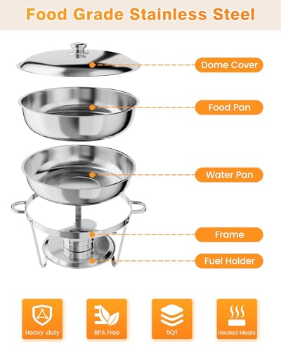 Réchaud à buffet et chauffe plats chafing dish 5L pour réceptions et fêtes - 8