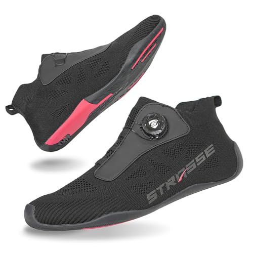 STRASSE STR180 Sim Racing Shoes High Cut - Dial Fit System Ultra-Thin Sole for Pedal Feel Breathable Mesh Ankle Support for iRacing Acc GT7 (Black L)