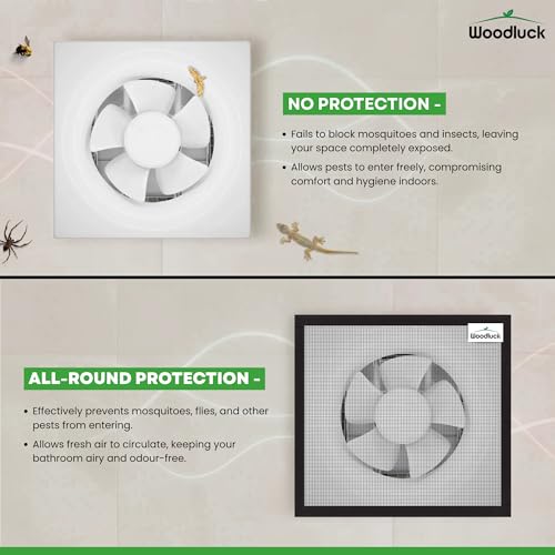 Image of Woodluck Customised Mosquito Net for Window White Size 45 cm x 60 cms | Window Net for Home Provide Insects Bug Dust Lizard Protection | Mosquito Mesh Bathroom Kitchen Windows | Easy DIY Installation