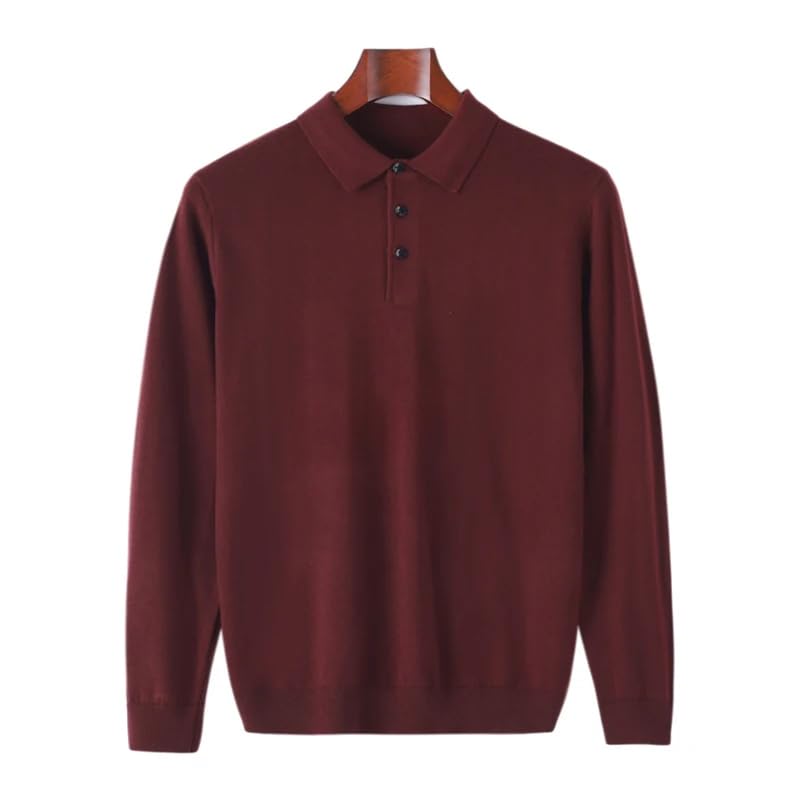 Men's Wool Knitted Polo Neck Sweater Solid Breathable Thin Loose Casual Top.4