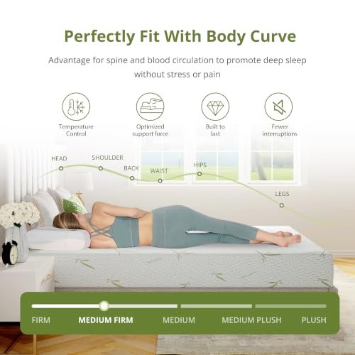 Image of EGOHOME 5 Inch Twin Mattress Medium Firm, Green Tea Memory Foam Mattress