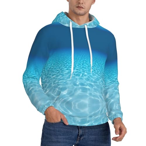 Sweat à capuche homme paysage sous-marin pull hiver chaud cordon