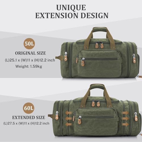 Image of Gonex Canvas Duffle Bag, Expandable 60L Travel Overnight Weekender Bag