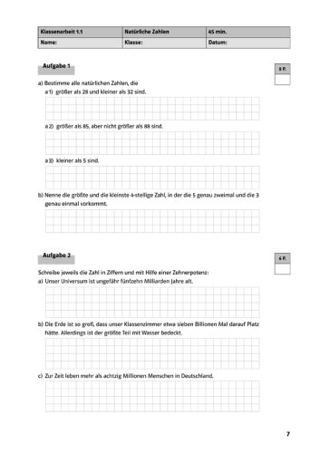 Bessere Noten in Klassenarbeiten Mathematik 5. Schuljahr - Gymnasium