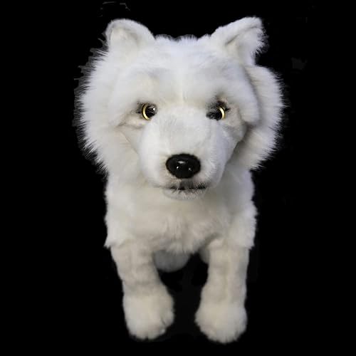 Peluche suave realista de lobo blanco con animales de peluche muñeca de regalo para niños decoración de habitación de 12 pulgadas