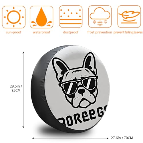 Image of Bilisin Spare Tire Cover with French Bulldog Waterproof RV Wheel Cover with Funny Puppies Universal for Trailers Jeep SUV Truck Camper Travel 15 Inches