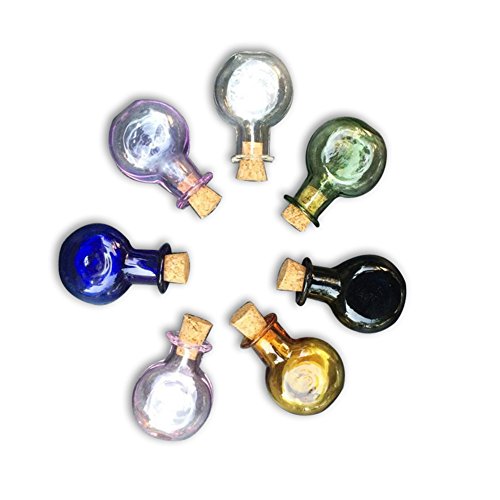 Jarvials Mini Botellas de Vidrio de Color Botellas Redondas Oblatas con Pequeñas Botellas de Corcho Regalo de Boda Frascos Pequeños Viales Mezclar 7 Colores Jarvials Mini Botellas de Vidrio de Color Botellas Redondas Oblatas con Pequeñas Botellas de Corcho Regalo de Boda Frascos Pequeños Viales Mezclar 7 Colores
