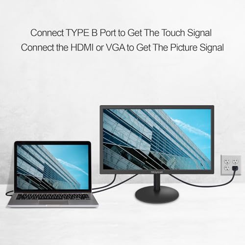 Image of SKitphrati 18.5 Inch Touchscreen Monitor HD 1366x768, VESA Wall Mountable, 10-Points Computer Touch Screen PC Display with Type-B HDMI VGA Port, 75Hz Desktop Touch Display, Black