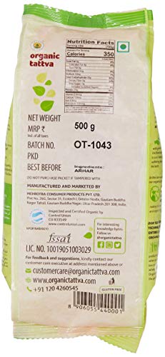 Image of Organic Tattva Toor Dal 500gm | Unpolished, Natural Tur Dal | Retains Natural Taste and Aroma | Prepares Protein Rich Arhar Dal Tadka, Sambar, Dal Fry (Pack of 3)