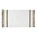 Produktbild iDesign Stripe Fringe weicher Badteppich, rechteckiger Badvorleger aus Baumwolle, weiß und beige
