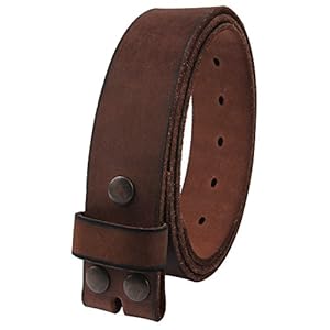 NPET Mens Leather Belt Full Grain Vintage Distressed Style Snap on Strap 1 1/2″ Wide