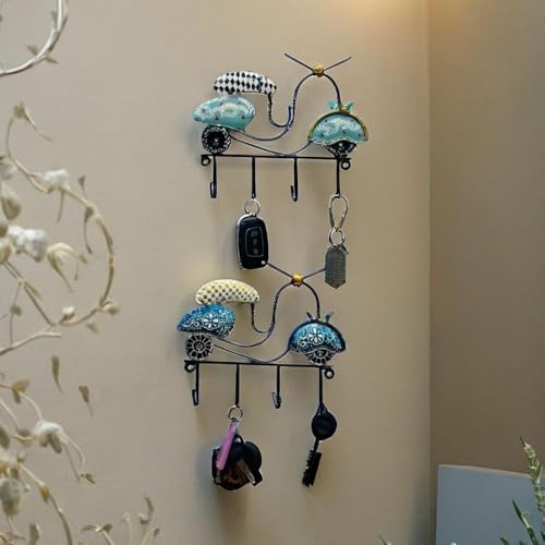 Image of PEDEX - Metal Multipurpose Scooter Key Holder with Hooks Decorative Multicolor Wall Hanger for Keys Decor | Ideal for Entryway, Living Room, Office, Cafe (Each Size 9x7 Inch)