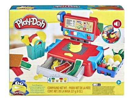 Caisse enregistreuse sonore pour Play doh Creations - avec Pate a Modeler + Accessoires - epicerie, supermarche - Coffret avec Carte Tigre