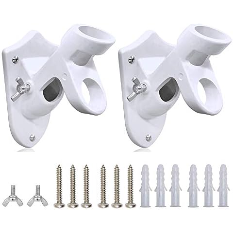 Tectsia Flag Pole Holder, Flag Pole Bracket Mount for American Flag, 2 Pcs Metal Flagpole Mounting Tangle Free for House Outside Porch Garden Yard Residential and Commercial - White Cover