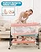 Bedside Bassinet for Baby, 3 in 1 Breathable Mesh Baby Bassinet, 6 Height Adjustable, Easy to Assemble, Bassinet Bedside Sleeper with Wheels, Mosquito Net, Storage Basket, Bassinets for Newborn Baby