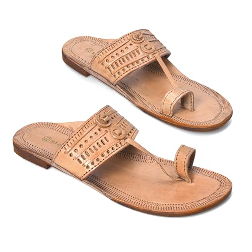 Image of Kolhapuri Chappal for Men Original, Semi-Premium Leather Semi-Handcrafted Traditional Kolhapuri Chappal for Man Formal Footwear for Weddings & Parties, Ethnic Wear & Daily Comfort
