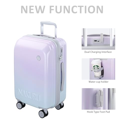 20 Inch Large Hardshell Suitcase with Wheels, Family Luggage Set, Extra-thick aluminum frame Lightweight Checked Suitcase with Spinner Wheels & TSA Lock, Purple3