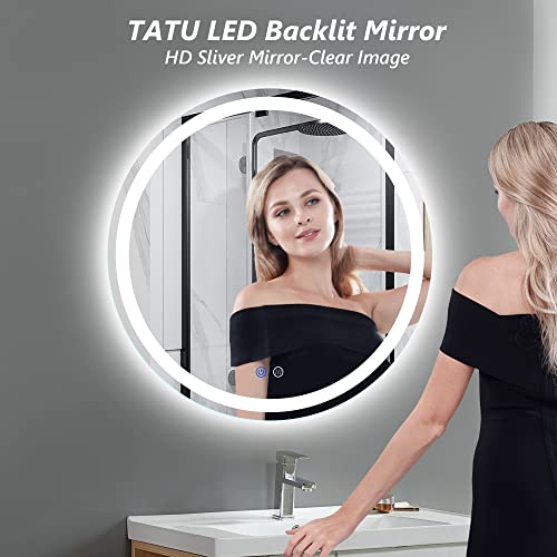 Tatu 24 Inch Led Round Lighted Mirror, Bathroom Backlit Vanity Mirror Wall Mounted With 3000K/4000K/6000K Adjustable thumb #6
