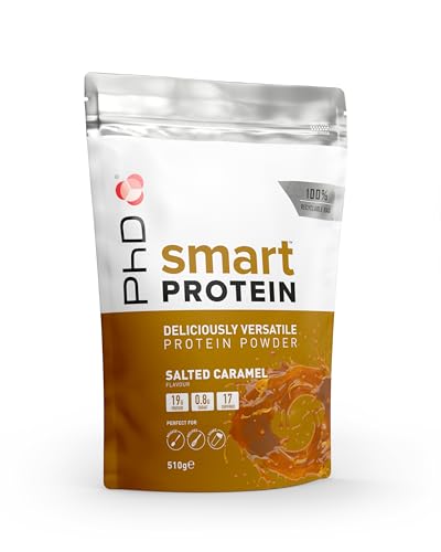 PhD Nutrition Smart Proteína en polvo 510g Caramelo salado   Batido de proteínas con 19g de proteínas, Bajo en azúcar y calorías, Ideal para hornear