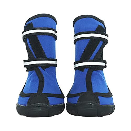 Urbest Dog Boots For Medium Large Dogs, Waterproof Winter Dog Shoes With Nonslip Rubber Soles & Reflective Straps, Outdoor Sports Pet Booties Protectors For Walking, Hiking, Running, 4Pcs (Blue, L) #TOP3