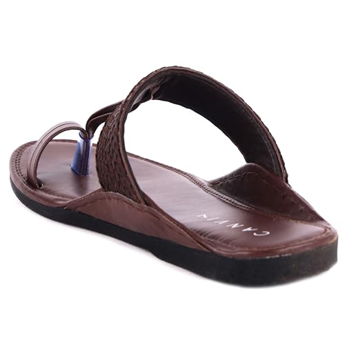 Image of CANVI Stylish | Fancy | Comfortable Kolhapuri Chappal Sandal Slipper for Men Stylish Faux Leather Men's Kolhapuri Slippers Thong Sandals for Men Stylish & Comfortable