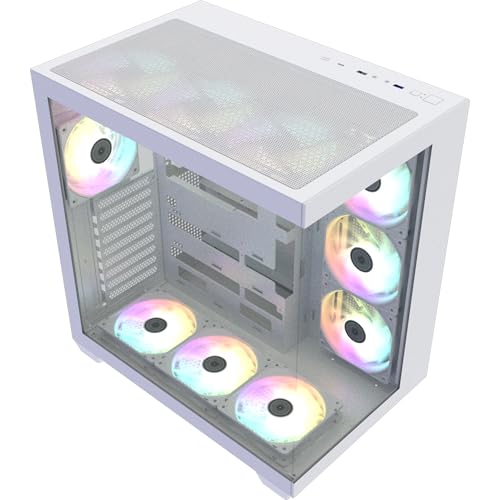 Image of GALAX HOF ALLSYNQ Dual-Chamber ATX Mid-Tower Computer Case /Gaming Cabinet with 270 View preinstall 7 ARGB Fans | Support E-ATX, ATX, M-ATX, Mini-ITX -PC CASE White
