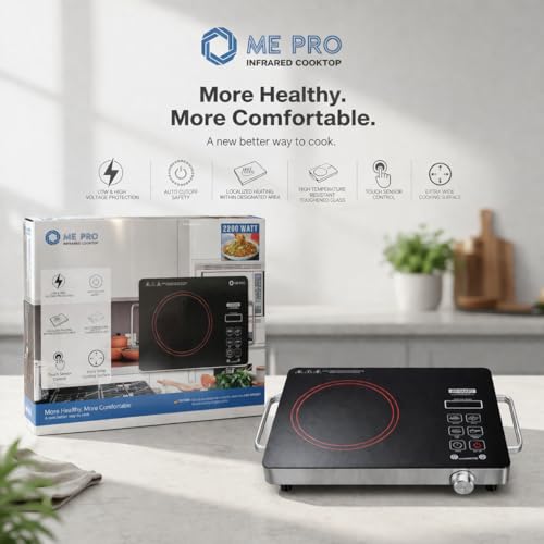 Image of ME PRO Infrared Cooktop, 2200 Watt, Touch Sensor Control, Extra Wide Cooking Surface, Auto Cutoff Safety