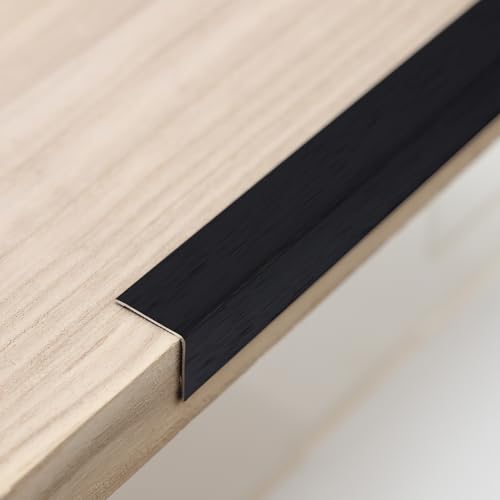 Image of Trimold Brushed Black Aluminum Peel and Stick L Molding Corner Guards with 90 Angle for Wall Door Frame Cabinet Baseboard Protection and Decoration, 35.4in x 0.8in (3Pcs)