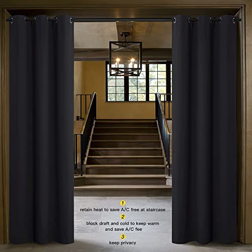 Image of NICETOWN Door Curtain for Doorway Privacy, 132 inch Length, Room Divider Curtain Cover, Blackout Temporary Insulated Closet Drape for Bedroom Closet (1 Panel, 11ft Tall x 5ft Wide, Black)