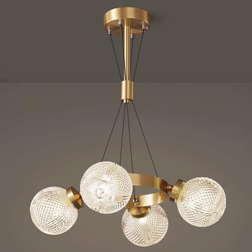 Lustres G9 à 4 lumières LED et suspension de plafond moderne en laiton brossé