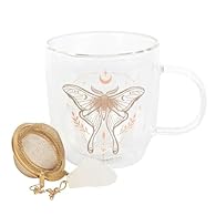 Double-Walled Insulated Design: This glass mug features a double-walled construction that keeps your beverages hot or cold longer, offering the perfect sipping experience at any temperature. Elegant Luna Moth Design: The stunning luna moth design add...